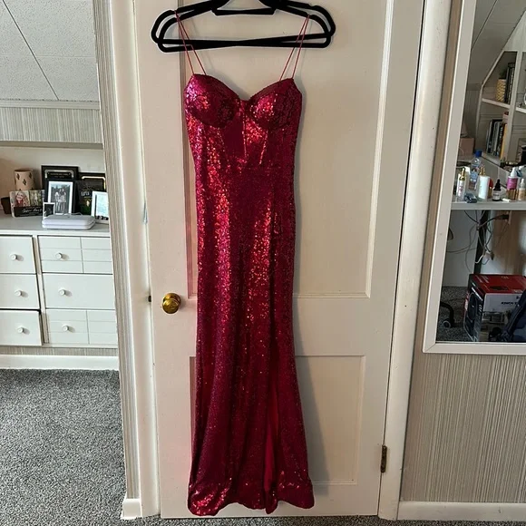 prom dresses b darlin Piece Piece Formal Outfit Black Two Piece Halter Long Skirt Slit Size length gown with a V Macys Sequin Prom Dress B